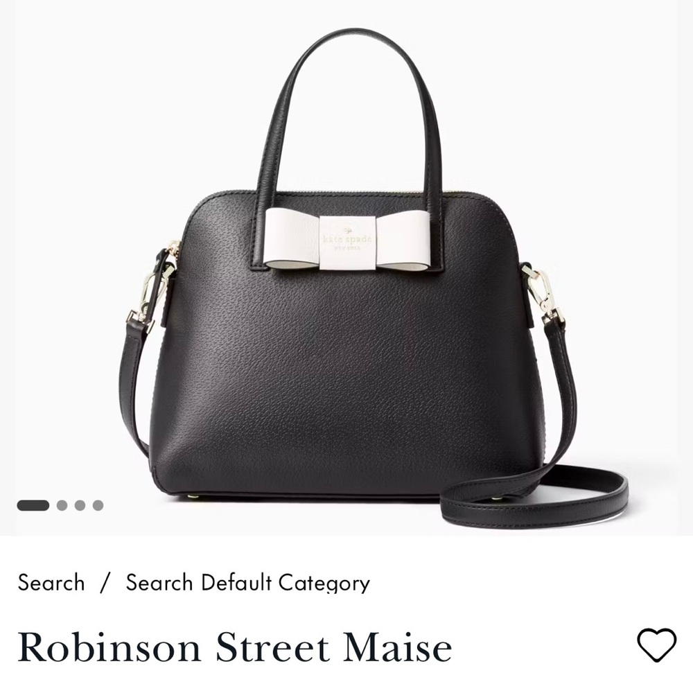 Kate Spade Robinson Street Maise - Black Dome Shape Leather Satchel White Bow